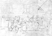 Лермонтов-Тройка у постоялого двора-Карандаш -1832—34.jpg