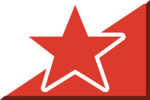 600px Bianco e Rosso diagonale con stella Rossa.png