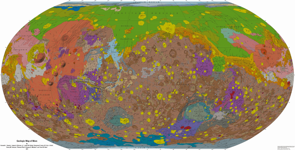 Геологическая карта Марса (USGS; 14 июля 2014 года)