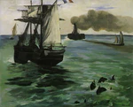 The Steamboat, Seascape with Porpoises, by Édouard Manet.JPG