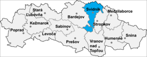 Район Свидник на карте