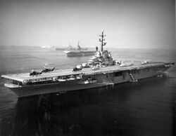 USS Philippine Sea (CVS-47), USS Bennington (CVA-20) and USS Shangri-La (CVA-38) off Long Beach, circa in 1956 (NNAM.1996.488.114.038).jpg