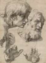 Raphael - Studies of the heads of two apostles and of their hands, WA1846.209.jpg