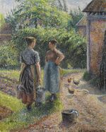 Camille Pissarro - Paysannes causant dans la cour d’une ferme, Eragny (PD 868).jpg