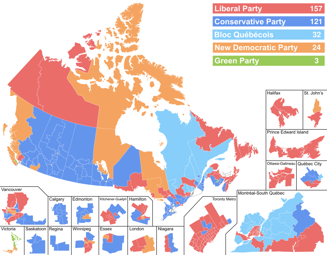 Canada Election 2019 Results Map (Simple).svg
