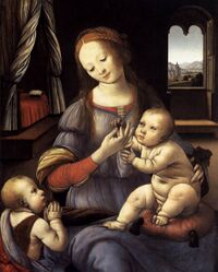 Lorenzo di credi, Madonna with the Christ Child and St John the Baptist.jpg