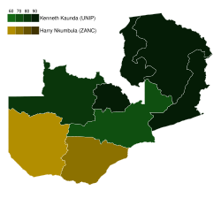 1968 Zambian presidential election (results by province).svg