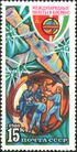 The Soviet Union 1980 CPA 5083 stamp (Soviet-Hungarian Space Flight. Crew meeting on Salyut 6 space station).jpg