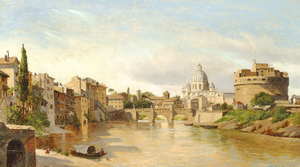 August Fischer - Udsigt over Tiberen mod Engelsborg og Peterskirken - 1895.png