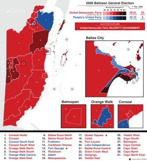 Belize general election 2008 - Results by Constituency.svg