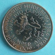 Аверс монеты 600 летие Гейдельбергского университета