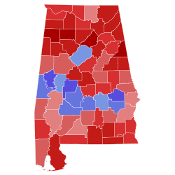 2022 United States Senate election in Alabama results map by county.svg