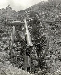 Zwei eroberte italienische Kanonen auf dem Monte Maggio. Aufgenommen am 22. Mai 1916. (BildID 15534189) (cropped).jpg