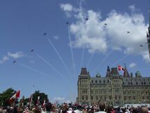 Canada Day 2008 Snowbirds over Parliament.jpg