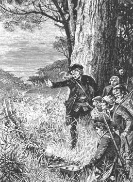 «Долговязый» Джон Сильвер находит скелет Аллардайса (иллюстрация Джорджа Роукса, 1885)