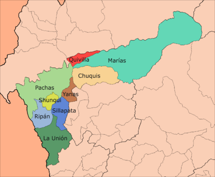 Mapa de los distritos de la provincia de Dos de Mayo.png