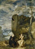 Velázquez - San Antonio Abad y San Pablo, primer ermitaño (Museo del Prado, 1635-38).jpg