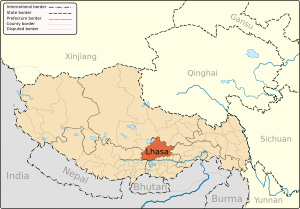 Лхаса на карте