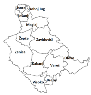 Зеницко-Добойский кантон на карте