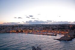 Rhodes at dusk from the pier 2010.jpg