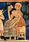 Shell plaque from a lyre, PG 1332, Ur Royal Cemetery (detail).jpg