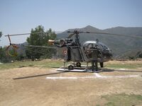 An Indian Air Force Cheetah evacuating ill J&K Police Personnel. Photograph taken in Bani region of Basoli Tehsil, Kathua District, Jammu and Kashmir, India.jpg