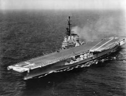 USS Franklin D. Roosevelt (CVA-42) underway at sea, circa in May 1956 (UA 543.03).jpg