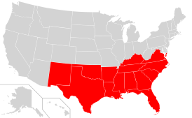 Map of USA highlighting OCA Diocese of the South.svg
