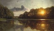Peder Mønsted - Sunset over a forest lake.jpg