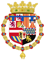 Coat of Arms of Philip of Austria, Prince of Asturias-Azur Label (1527-1554).svg