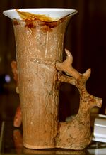 Caucasian Albanian zoomorph ceramic riton from Mingachevir, Azerbaijan.JPG