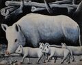 Niko Pirosmani. «White Sow with Piglets». Oil on cardboard, 80x100 cm. The State Museum of Fine Arts of Georgia, Tbilisi.jpg