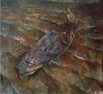 Kolkhoznitsa na ozere Ilmen by Petrov-Vodkin (1936, Novosibirsk).jpg