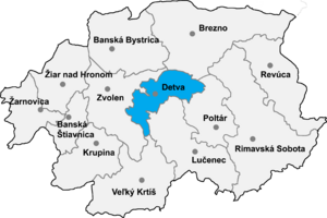 Район Детва на карте
