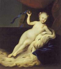 Child Elizabeth of Russia as Olympic goddess by Buchholz after Caravaque (Peterhof).jpg