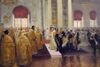 Wedding of Nicholas II and Alexandra Feodorovna by Ilja Repin (1894, Russian museum).jpg