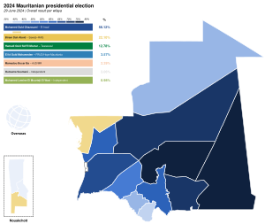 2024 Mauritanian presidential election – overall result per wilaya.svg