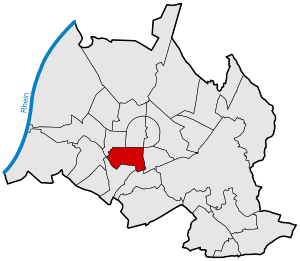 Locator map Südweststadt in Karlsruhe.svg