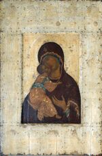 Vladimirskaya by A.Rublev (1395-1410s, Vladimir museum).jpg