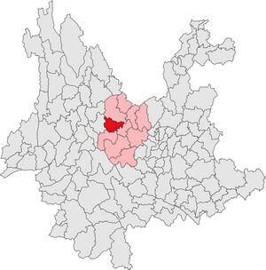Яоань на карте