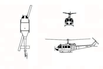 Bell UH-1 Iroquois 3-view line drawing.png