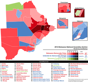 2014 Botswana National Assembly election - Results by constituency.svg