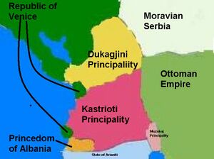 Principality of Dukagjini, Kastrioti and Princedom of Albania in the 15th century.JPG