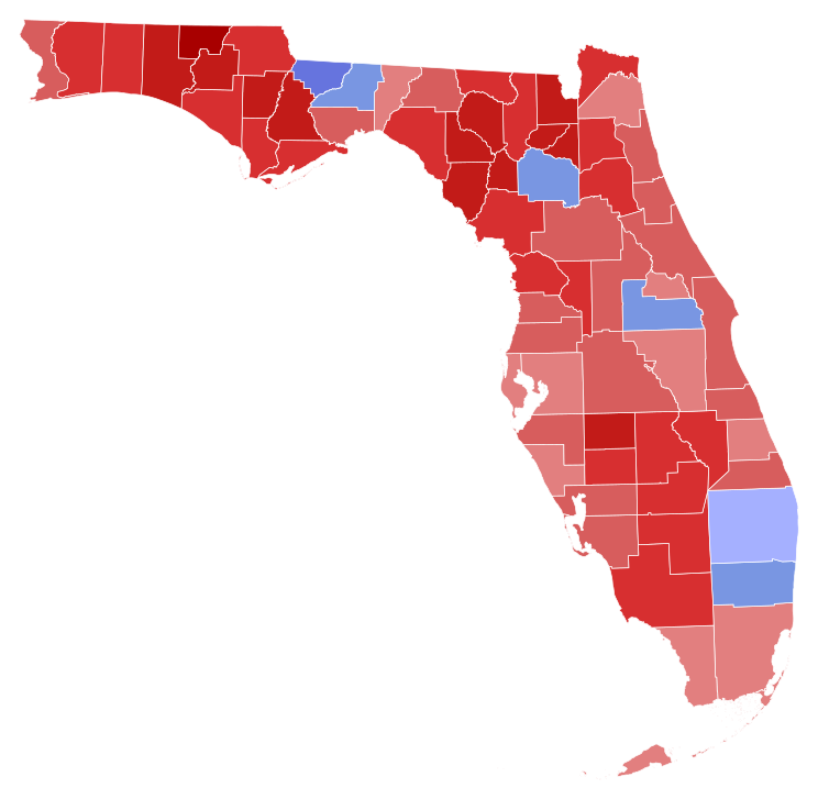 2022 United States Senate election in Florida results map by county.svg