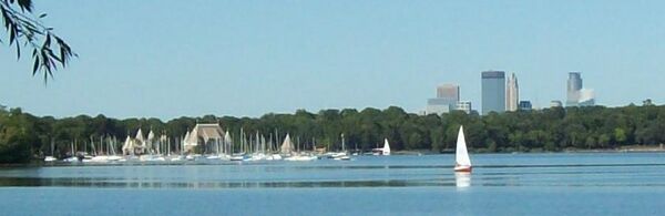 Lake Harriet pavilion and Minneapolis skyline.JPG