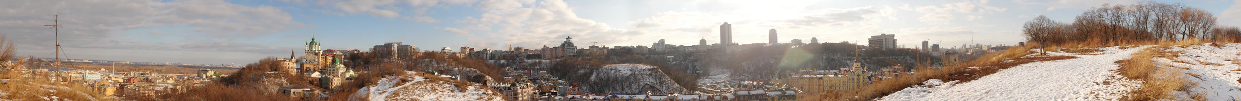 Андреевский спуск, Подол и прилегающие территории, осмотр с Замковой горы.