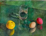 Still-life on the green background by Petrov-Vodkin (1924, Sevastopol).jpg
