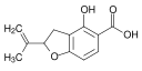 2,3-dihydro-4-hydroxy-2-(1-methylvinyl)-5-benzofurancarboxylic acid.svg