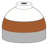 Illustration of cylinder shoulder painted in brown (lower and white (upper) bands