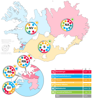 2024 Iceland parliamentary election results map ISL.svg